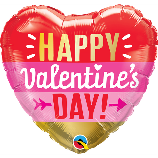 Valentine's Day Arrow Stripes Balloon - 18" Foil