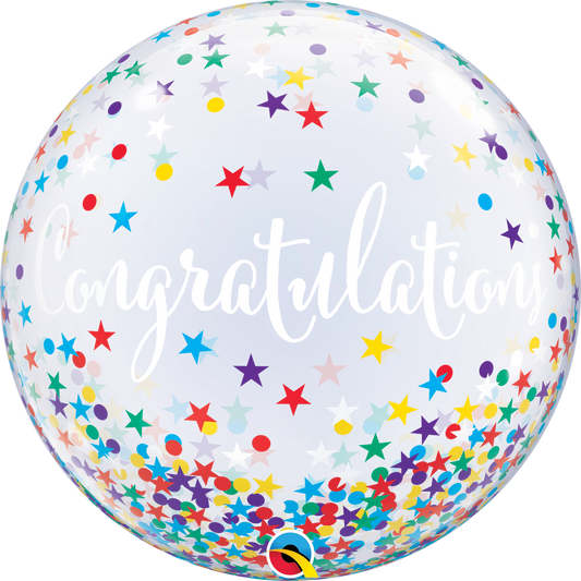 Congratulations Confetti Stars Bubble Balloon - 22" Bubble