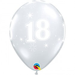 Diamond Clear Age 18 Sparkle-A-Rnd Balloons - 11" Latex (25ct)