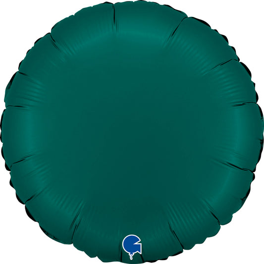 Satin Emerald Green Round Balloon - 18" Foil