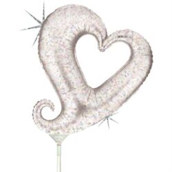 Silver Holographic Chain of Hearts Mini Shape Air-Filled Balloon – 14″ Foil
