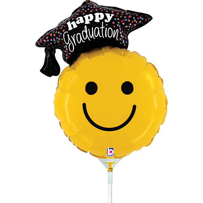 Graduation Smiley Mini Shape Air-Filled Balloon – 14″ Foil
