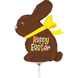 Chocolate Happy Easter Bunny Mini Shape Air-Filled Balloon – Foil 14"