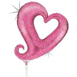 Pink Holographic Chain of Hearts Mini Shape Air-Filled Balloon – 14″ Foil