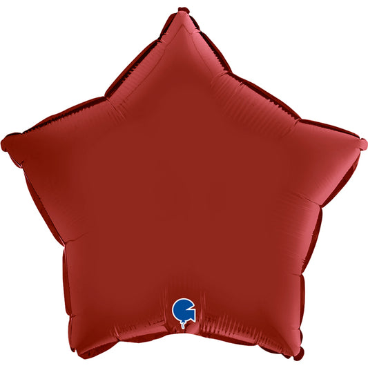 Satin Ruby Red Star Balloon - 18" Foil