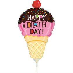 Happy Birthday Ice-cream Mini Shape Air-Filled Balloon – Foil (Flat)
