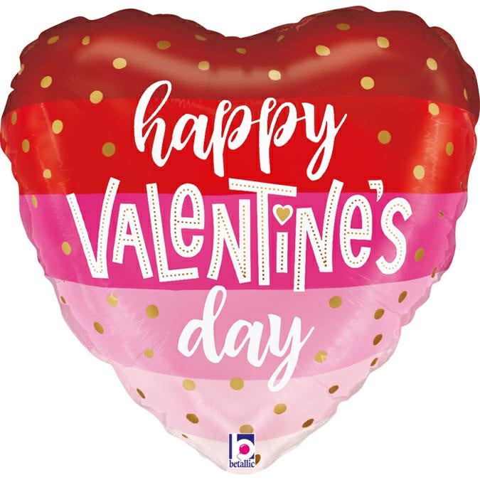 Happy Valentine Satin Stripes Mini Balloon – 9" Foil