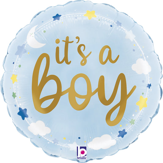 It's A Boy Stars & Clouds Mini Air Filled Balloon - 9" Foil