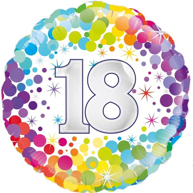 18th Colourful Confetti Birthday Balloon - 18" Foil