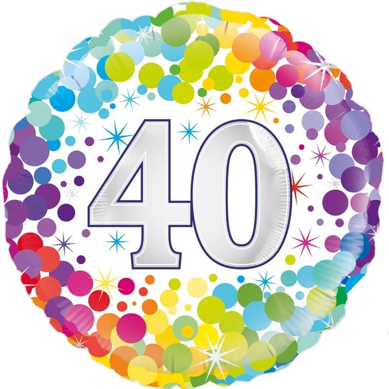 40th Colourful Confetti Birthday Balloon - 18" Foil