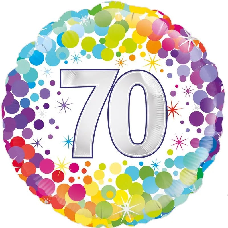 70th Colourful Confetti Birthday Balloon - 18" Foil