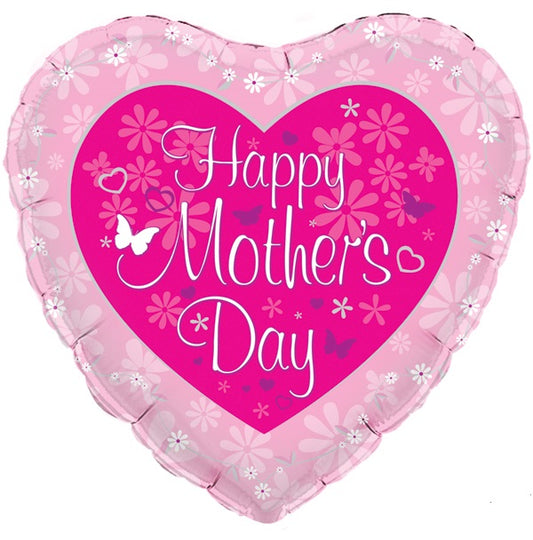 Happy Mother's Day Butterfly Heart Balloon - 18" Foil