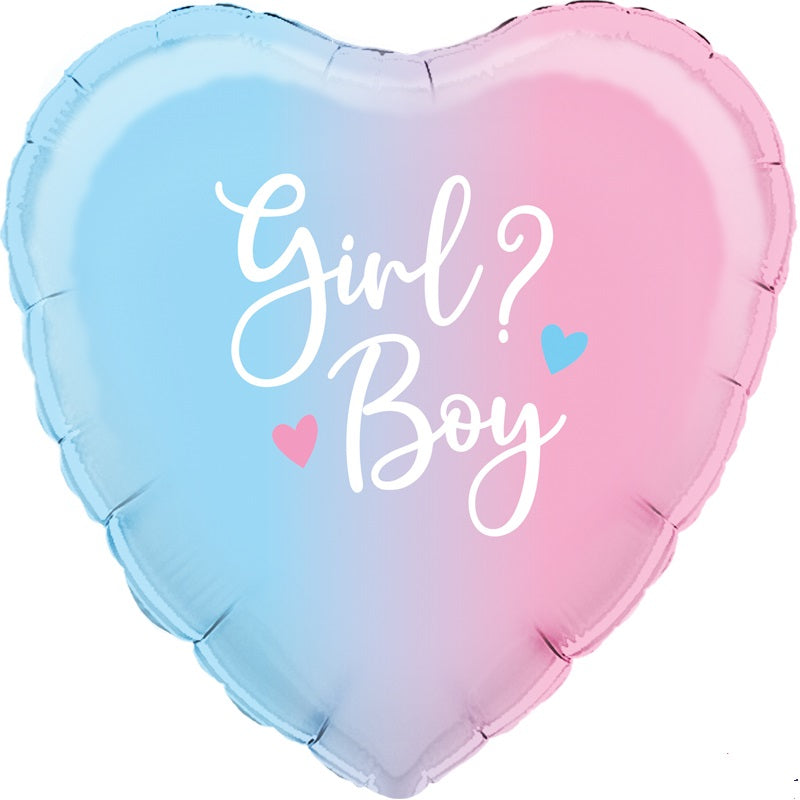 Bright Pastel Gender Reveal Holographic HEART Balloon - 18" Foil