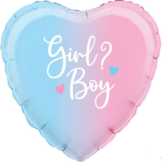 Bright Pastel Gender Reveal Holographic HEART Balloon - 18" Foil