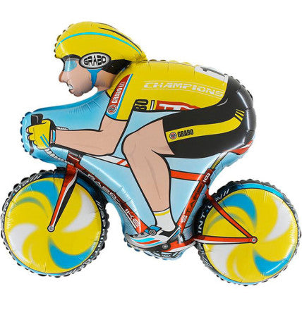 Yellow Cyclist Supershape Balloon - Foil 32"