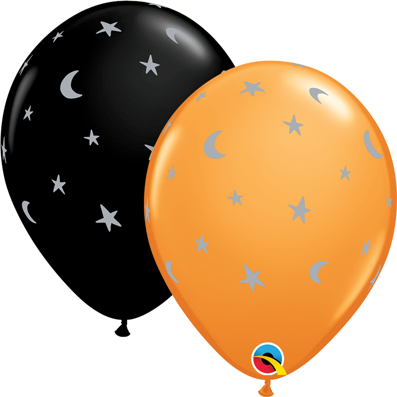 CRESCENT MOON & STARS HALLOWEEN - 11" Latex (25CT)