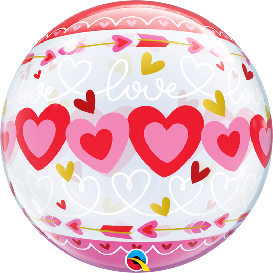 Valentine's Love Connected Hearts Balloon - 22" Bubble