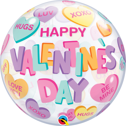 Valentine's Candy Hearts Balloon - 22" Bubble