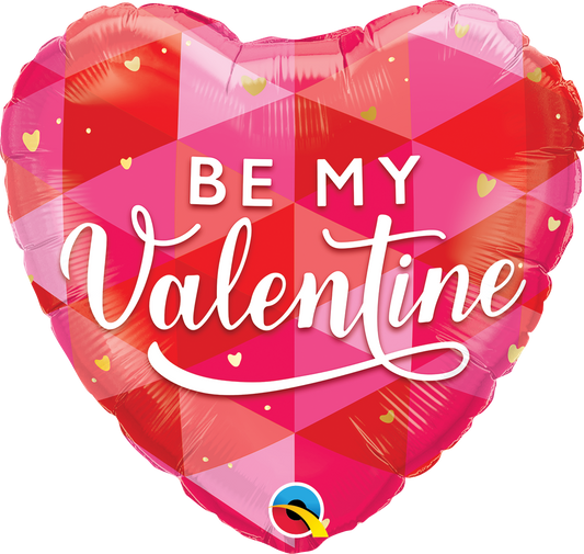 Be My Valentine Geometric Balloon - 18" Foil
