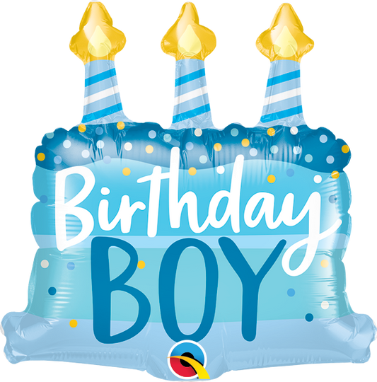 Birthday Boy Cake & Candles Mini Shape Air-Filled Balloon – 14" Foil