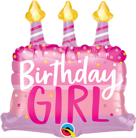 Birthday Girl Cake & Candles Mini Shape Air-Filled Balloon – 14" Foil