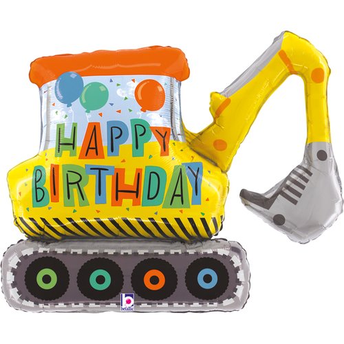 Birthday Construction Excavator SuperShape Balloon -31"/77cm Foil