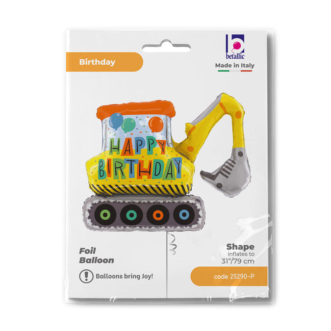 Birthday Construction Excavator SuperShape Balloon -31"/77cm Foil
