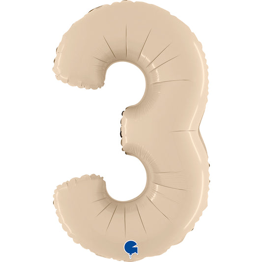 Satin Cream No. "3" Balloon - 26" Foil