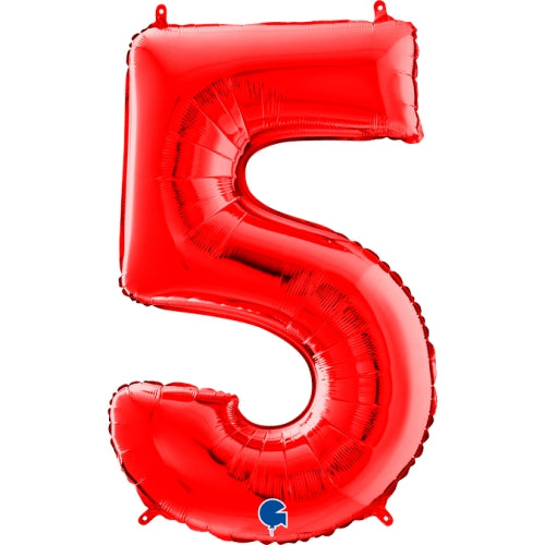 Red Number 5 Balloon - 26" Foil