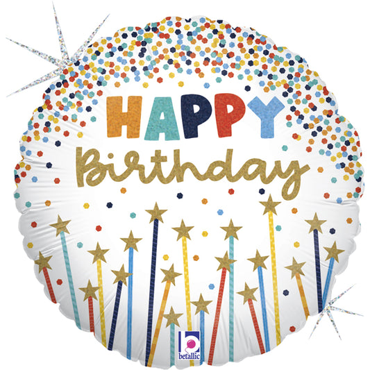 Happy Birthday Star Candles Ballon - 18" Foil Unpackaged