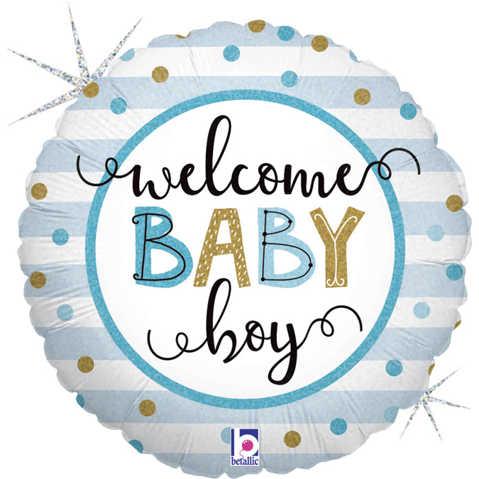 Baby Boy Stripes Balloon - Foil 18"