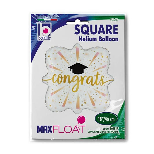 Congrats Grad Fireworks Balloon - 18" Foil Packaged