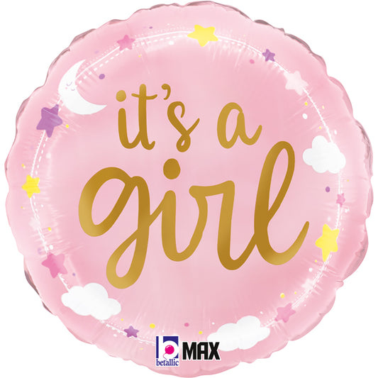 It's A Girl Stars & Clouds Balloon - Foil 18"