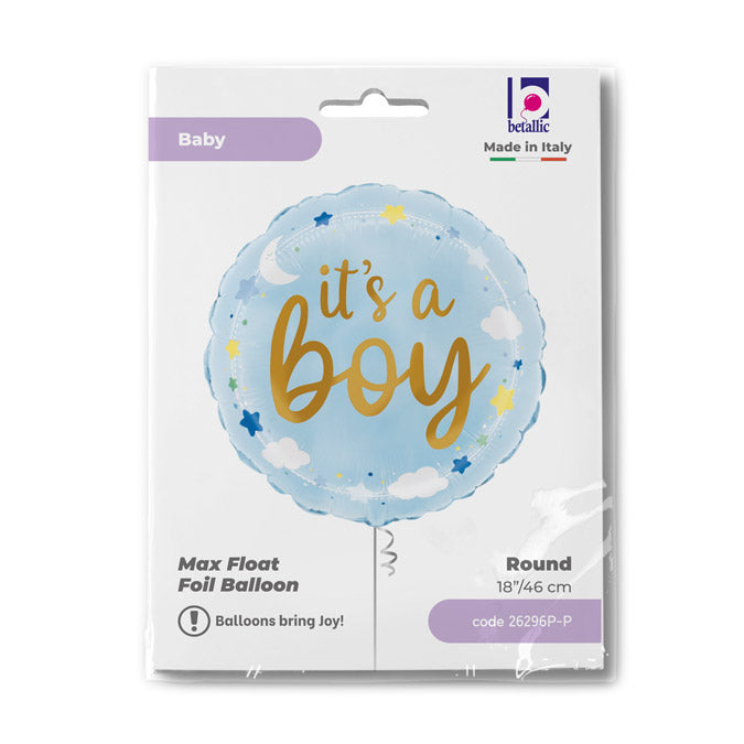 It's A Boy Stars & Clouds Balloon - Foil 18"