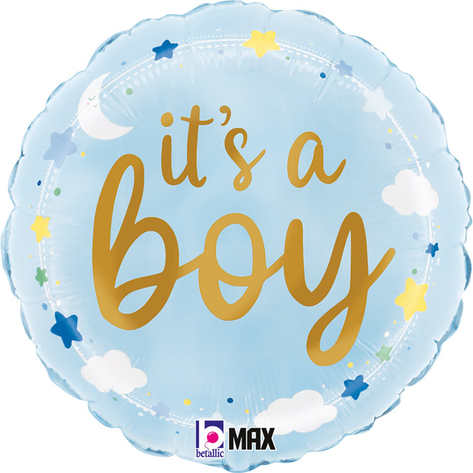 It's A Boy Stars & Clouds Balloon - Foil 18"