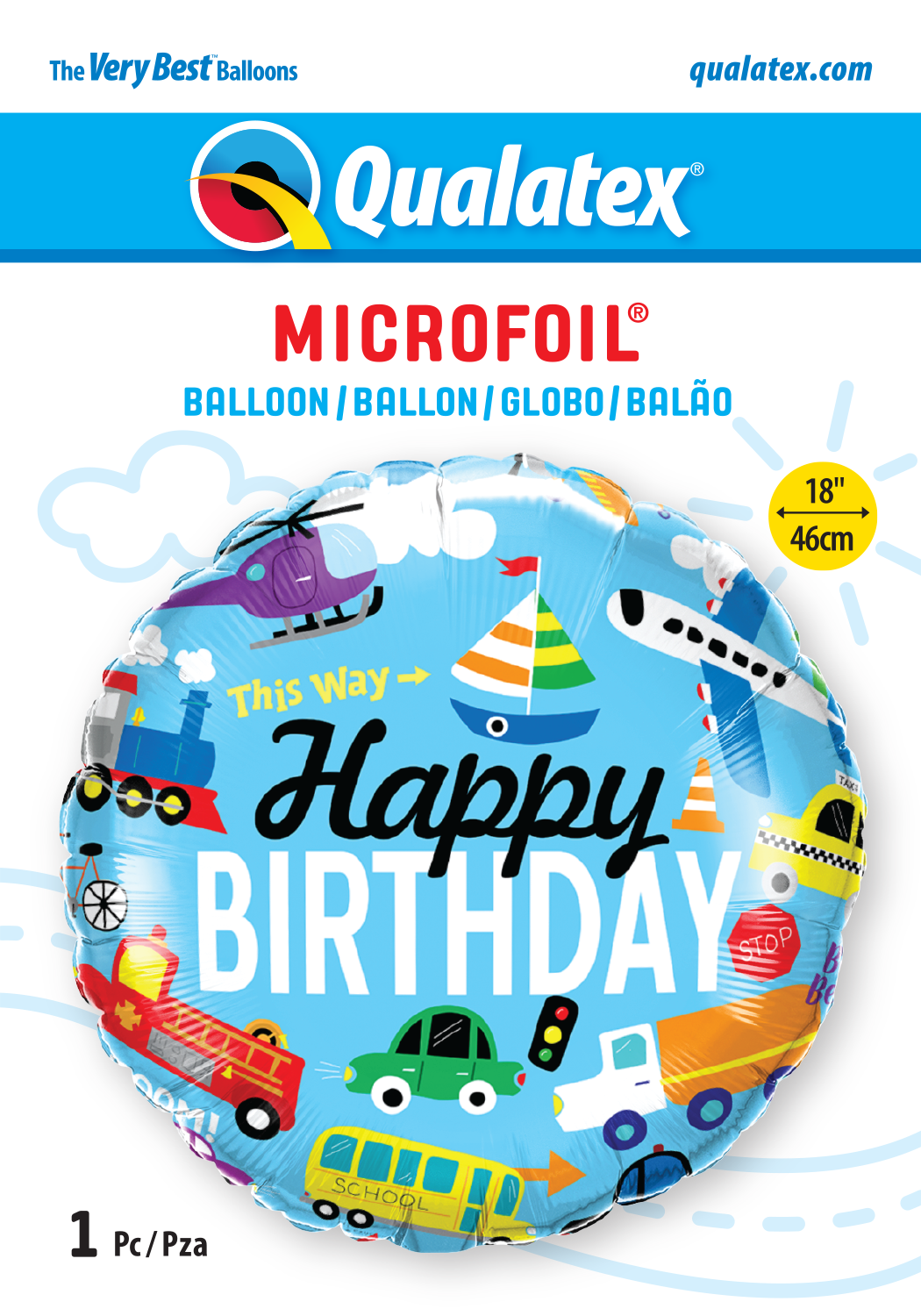 Happy Birthday TRANSPORTATION Balloon- 18" Foil