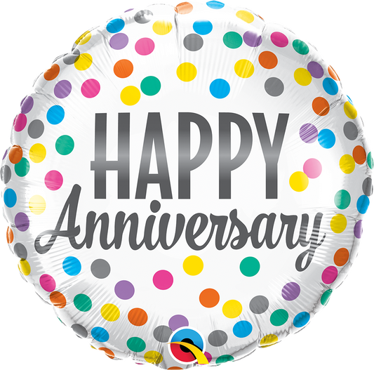 HAPPY ANNIVERSARY CONFETTI DOTS Balloon - 18" Foil