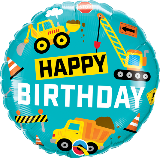 Happy Birthday CONSTRUCTION Balloon- 18" Foil