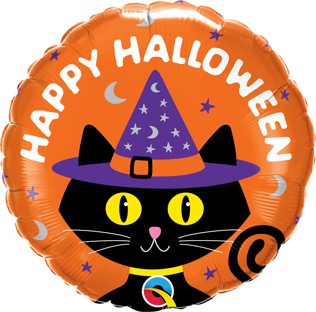 Black Cat & Hat Halloween Balloon - 18" Foil