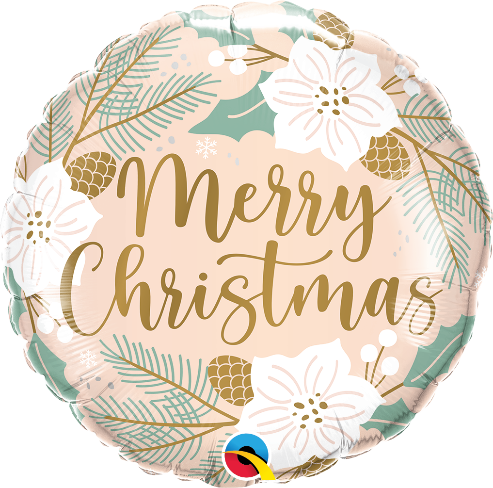 Christmas Floral Balloon - 18" Foil