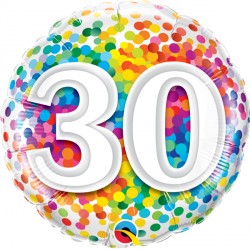 Age 30 Rainbow Confetti Balloon - 18" Foil