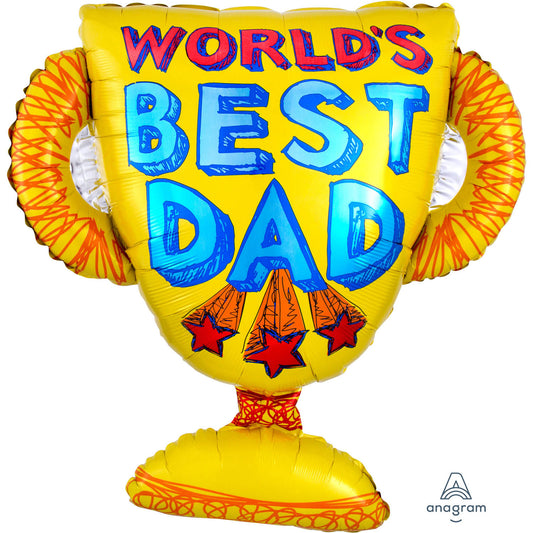 Best Dad Trophy Father's Day Supershape Balloon - Foil 26"/66cm x 27"/68cm