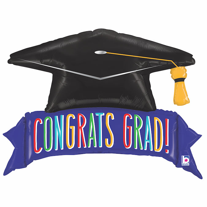 Congrats Grad Banner shape - Foil 45"/114cm