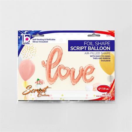 Rose Gold Love Phrase Script Shape Balloon - 47" Foil