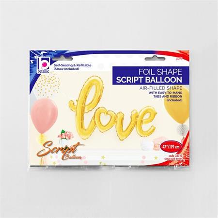 Gold Love Phrase Script Shape Balloon - Foil