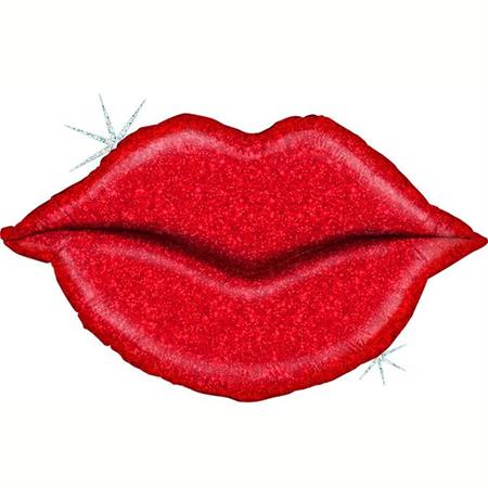 Glitter Red Lips Supershape Balloon - Foil