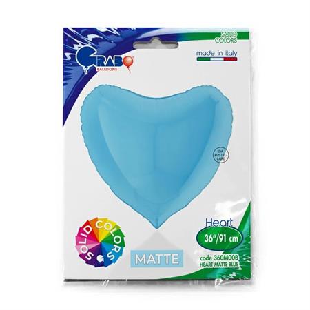 Matt Blue Heart Balloon - 36" Foil