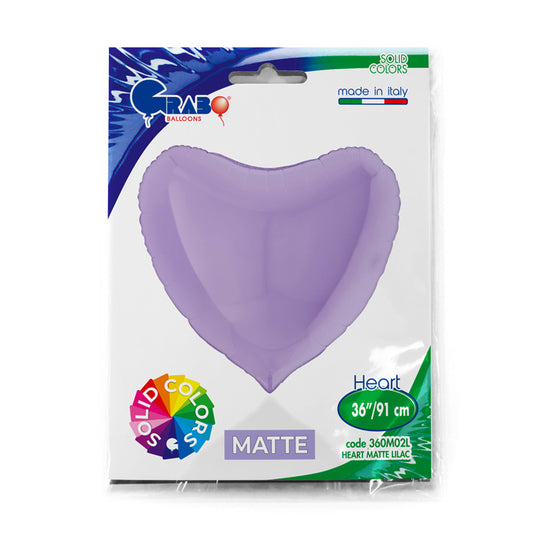 Matt Lilac Heart Balloon - 36" Foil