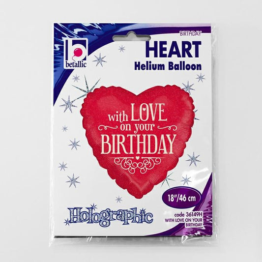 With Love on your Birthday Balloon - 18"/45cm Foil - Packaged
