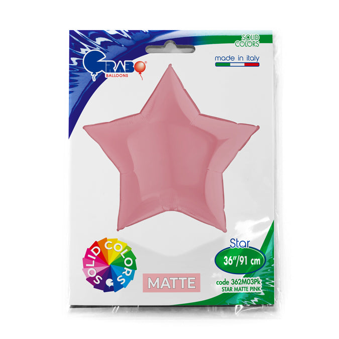 Matt Pink Star Balloon - 36" Foil